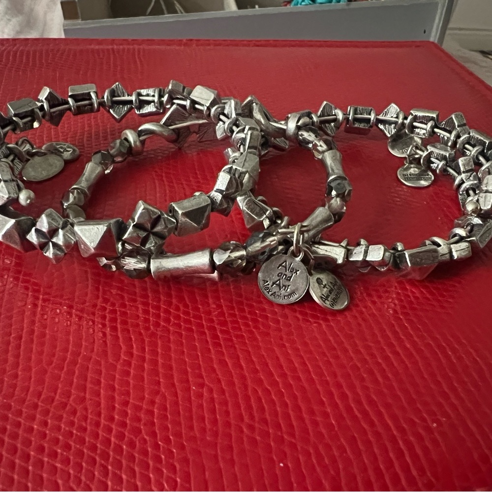 Silver-Tone Alex and Ani Beaded Bracelet Set - Women's Jewelry - Picture 2 of 2